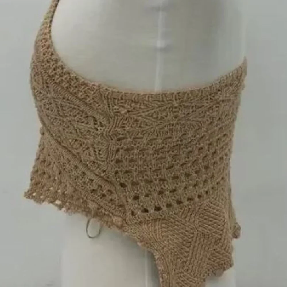 ZARA~ Boho Brown Crochet Crop HalterTop ~Size Small - Picture 4 of 5